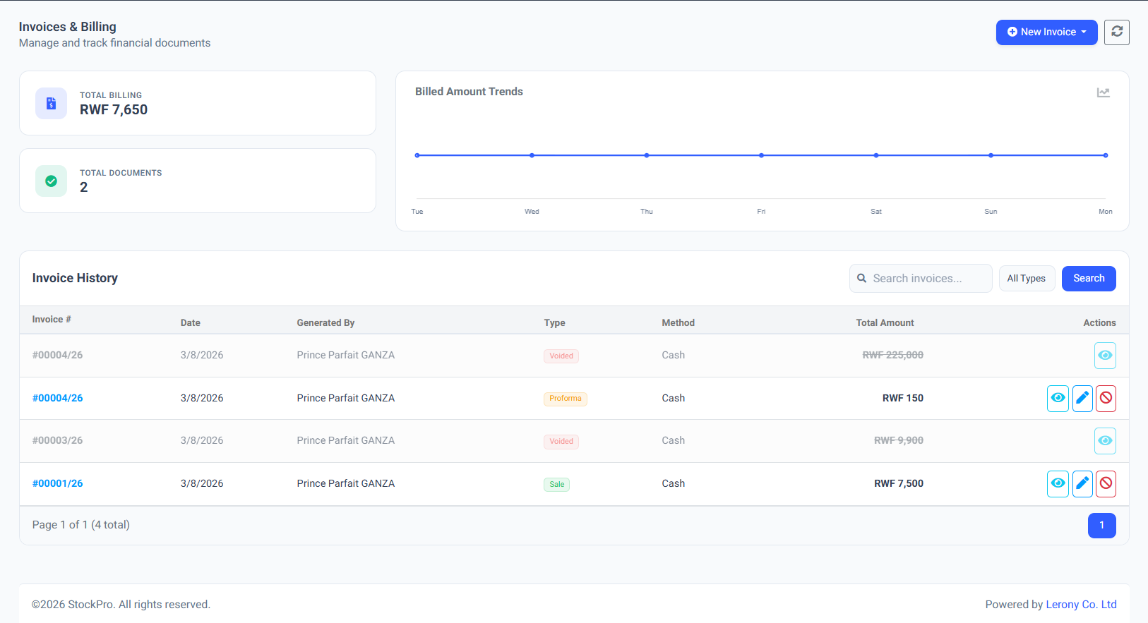 Sales History & Receipting